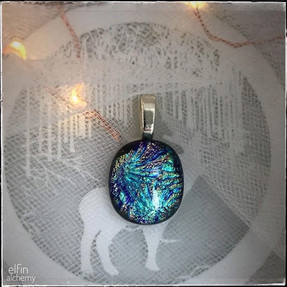 super sparkly multi-coloured fused glass pendant by elfin alchemy