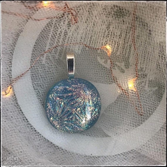 sparkly abstract multi-coloured fused glass pendant by elfin alchemy
