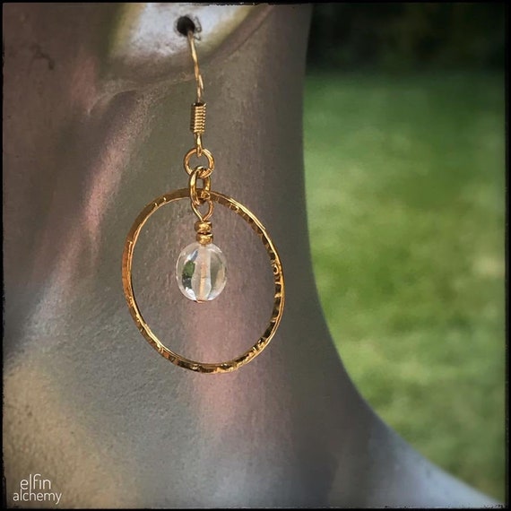 round gold plated hoop earrings with choice of crystal charms