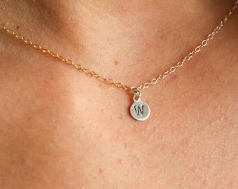 Dainty Initial Necklace: Personalized Sterling Silver or Gold Filled