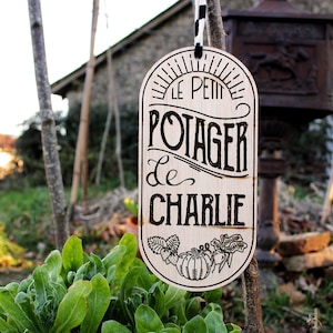 Personalized sign for the vintage vegetable garden in engraved wood / vegetable garden decoration / garden decoration / garden gift