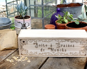 Personalized seed box with Victorian decor for seed storage and vegetable garden organization / garden gift