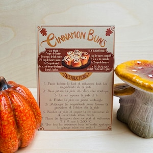 Carte postale recette illustrée de Cinnamon Buns - Un délice cosy pour l’automne