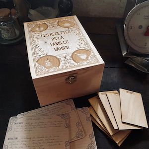 Boîte à recettes personnalisée avec gravure - Cadeau unique pour les gourmands