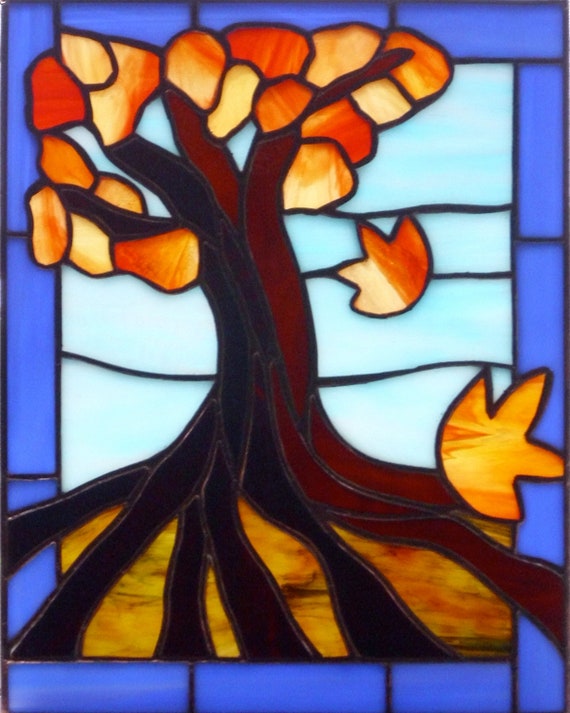 Stained Glass Tree Of Life Autumn Fall Glass Art Art Collectibles Las Hermosas Fr