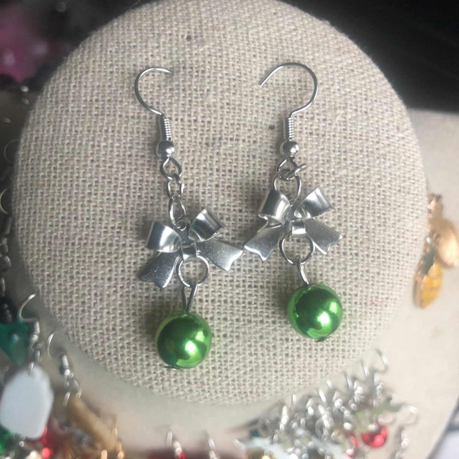 Holiday Ribbon Earrings Red Silver Gold and Green  Etsy