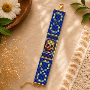 Skull Totem Bracelet Pattern, Miyuki Delica Bead Loom PDF PNG Digital Download