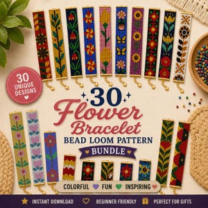 30種類以上の花のブレスレットビーズ織りパターンセット | ミユキデリカビーズ織り PDF PNG