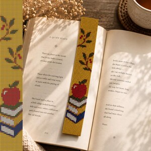 Apple Book Bookmark Bead Loom Pattern, Printable PDF PNG Download