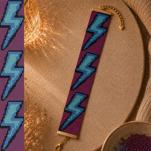 Lightning Bolt Bracelet Pattern | Miyuki Delica Bead Loom Pattern PDF PNG