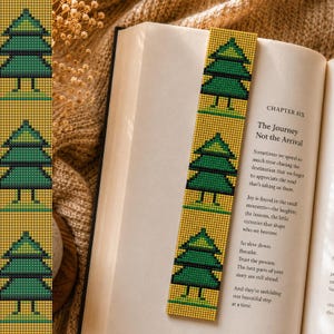 Weihnachtsbaum Lesezeichen Muster | Miyuki Delica Perlen-Webstuhl Muster PDF PNG Digitaler Download