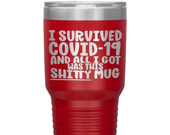 I Survived COVID-19 Funny Polar Camel Tumbler, 30 oz Gift Mug
