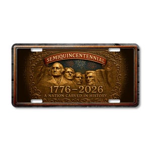 Mount Rushmore Semiquincentennial License Plate: 250 Year Commemorative USA Tag