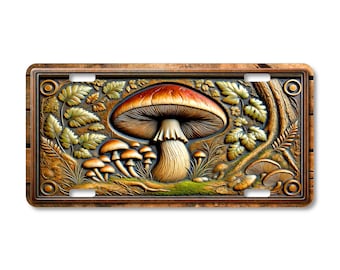 Mushroom License Plate - Flat Printed Woodland Car Tag