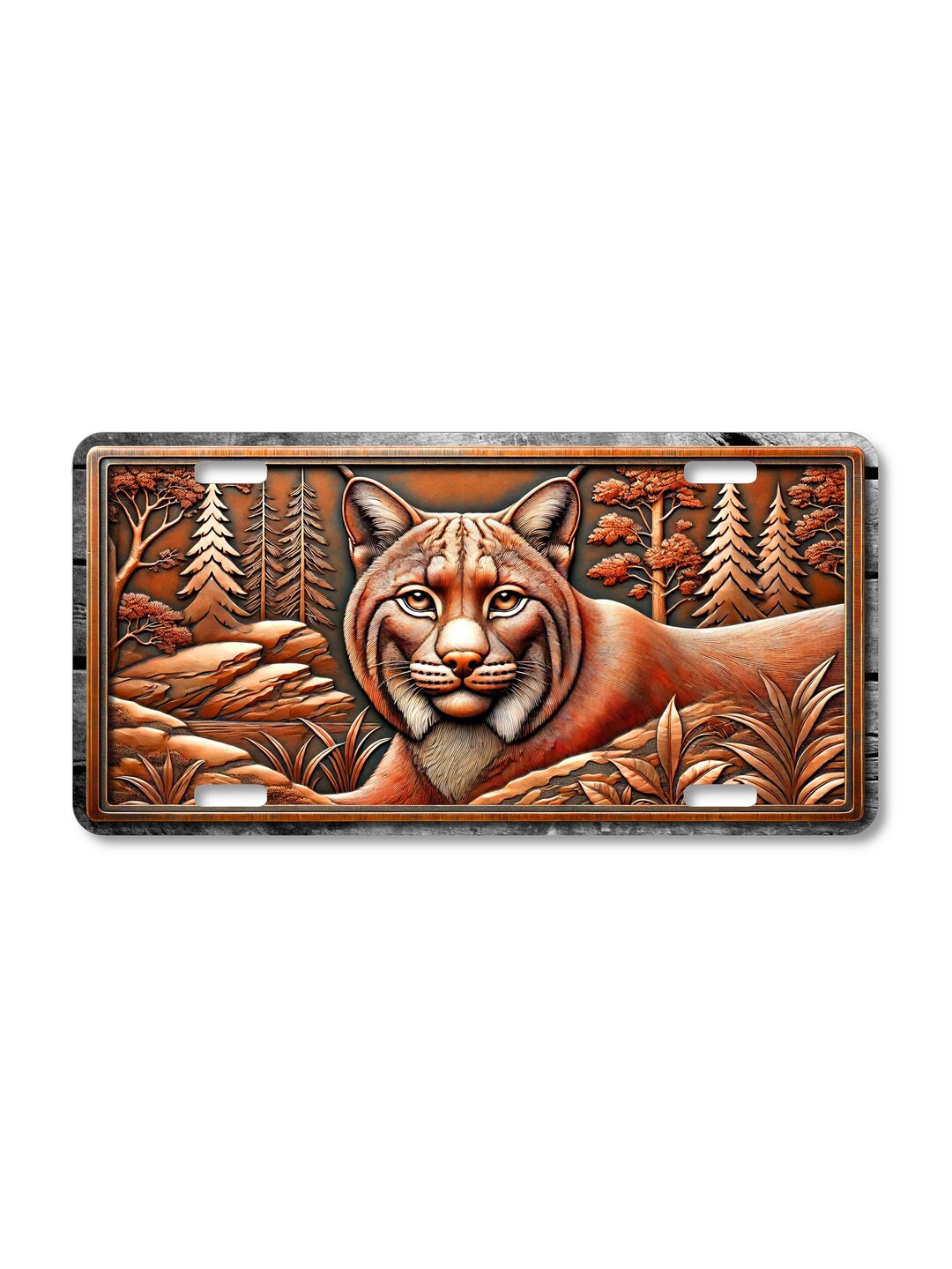 Rustic Bobcat Bobcat License Plate: Rustic Copper-look Forest Metal Art - Etsy