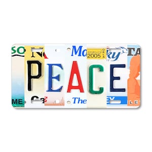 PEACE License Plate Art: Inspirational Aluminum Car Tag, Positive Wall Decor