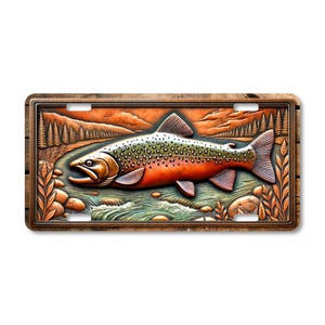 Brook Trout License Plate: Rustic Fish Art, Angler Gift