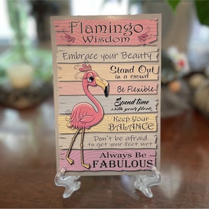 Flamingo Wisdom Desktop Sign with Free Display Easel