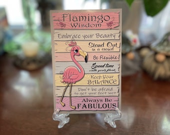 Flamingo Wisdom Desktop Sign with Free Display Easel