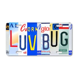 Luv Bug License Plate – Fun Letter Art Aluminum Car Tag Wall Décor Gift