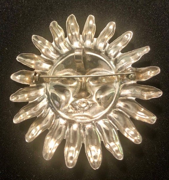 925 Sterling Silver Sun Brooch/Pin - image 2