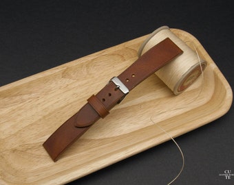 Leather Watch Strap, Leather watch band from Badalassi Leather, Brown Color, Handmade in Finland, 16, 18, 19, 20, 21, 22, 23, 24 mm