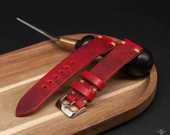 Vintage leather watch band, watch strap, Italian Badalassi Wax Leather, Handmade in Finland, 16, 18, 19, 20, 21, 22, 23, 24 mm