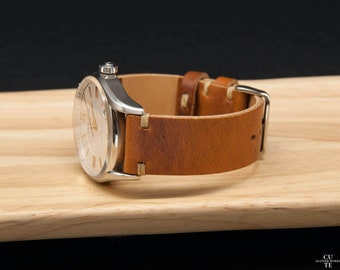 Vintage leather watch band, watch strap, Italian Badalassi Wax Leather, Handmade in Finland, 16, 18, 19, 20, 21, 22, 23, 24 mm