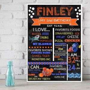 Finding Nemo/Dory Chalkboard Birthday Sign