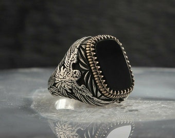 Details about / Men Black Oval Onyx Stone Silver Ring 925 Sterling Mens Handmade Turkish Jewelry