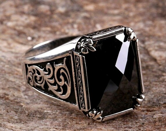 Men's Ring Turkish 925 Sterling Silver Handmade Jewelry | Etsy