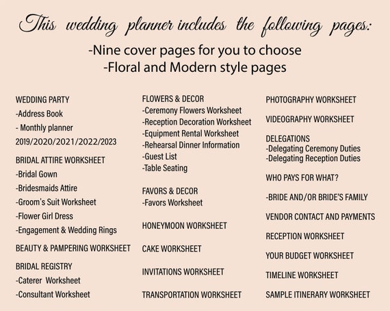 Printable Wedding Planner Craft Wedding Planner Diy Wedding Etsy