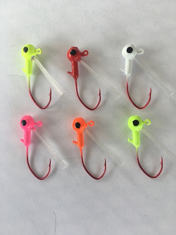 10 Pack 1/16 Weedless Jig Heads With Eyes 2 Sickle Hooks 
