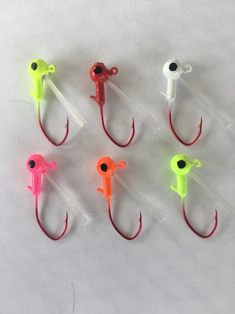 10 Pack 1/16 Weedless Jig Heads With Eyes 2 Sickle Hooks Etsy