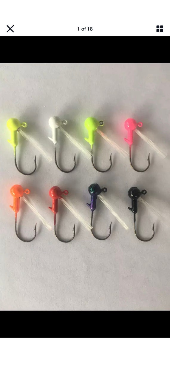 10 Pack 1/16 Weedless Painted Crappie Jig Heads 