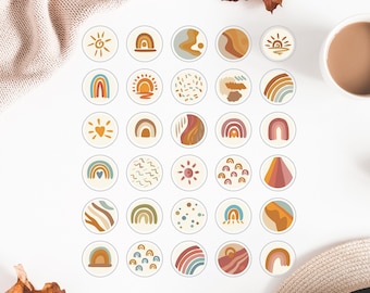 30 Boho Rainbow Instagram Highlight Icons, Abstract App Covers (Digital Download)