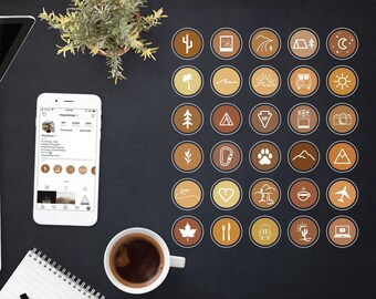 Yellow & Rust Instagram Highlight Icons, Travel Adventure (Digital Download)