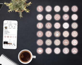 Muted Pink Instagram Highlight Icons, Adventure Travel Theme (Digital Download)
