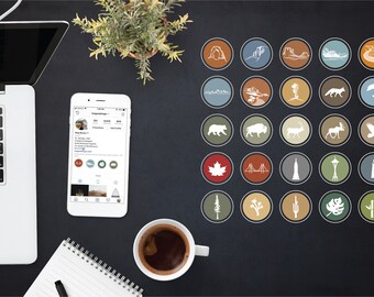 25 Instagram Highlights / App Icons, National Parks, Travel, Destination, Outdoors, Adventure, Animals, Icons Bundle