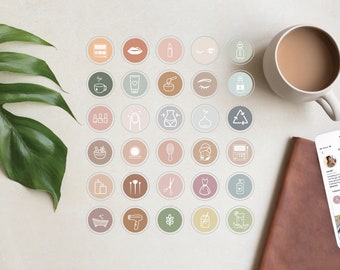 Health & Beauty Instagram Story Icons, Neutral Palette (Digital Download)