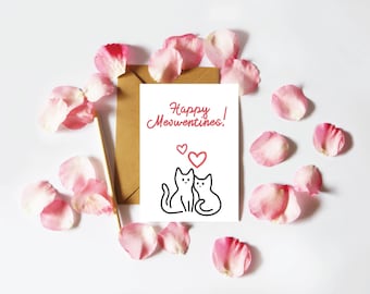 Happy Meowentines! Valentines Day cards, Printable Template, Digital Download, Funny, Cat Lovers