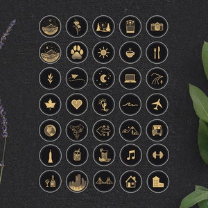 35 Instagram Highlights / App Icons Black & Gold - Etsy