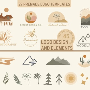 Boho Travel - 27 Logotipos y 45 Elementos / Logo, camisa, diseños de productos