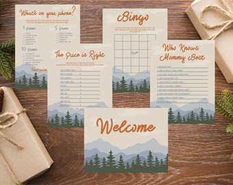 Mountain Baby Shower Games, Gender Neutral, Nature Theme (Digital Download)