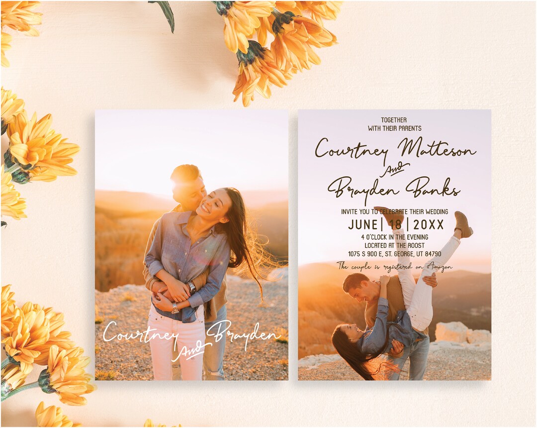 Wedding Custom Photo Invitation, Printable Template, Add Images, Fully ...