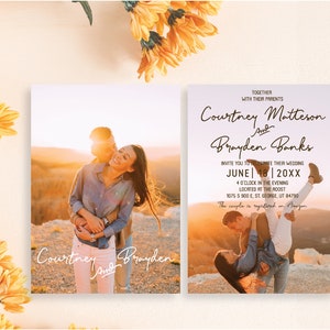 Wedding Custom Photo Invitation, Printable Template, Add images, Fully Editable, Demo, Announcements, Save The Date, LDS, Modern Elopement