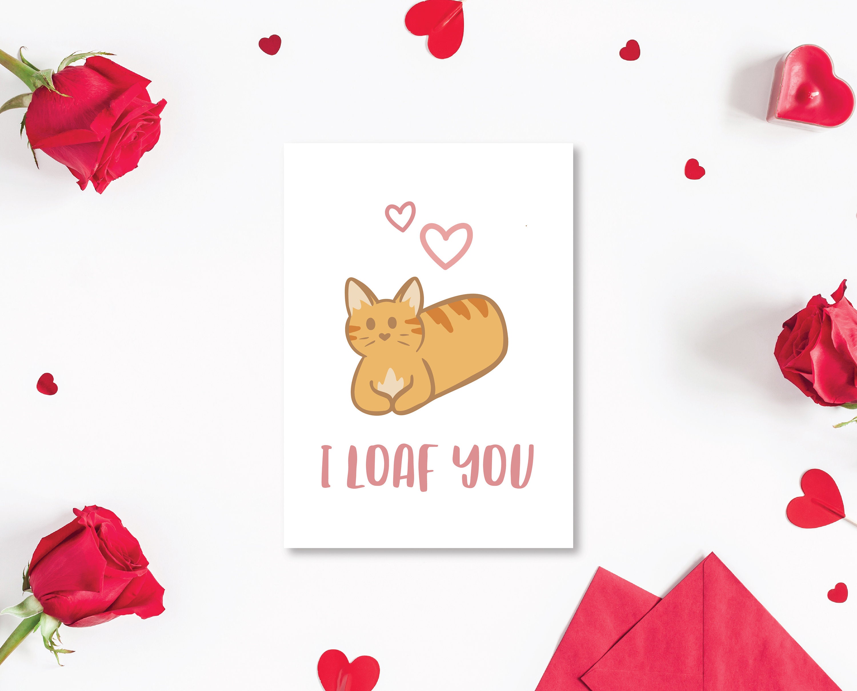 I Loaf You Valentines Day cards Printable Template Digital Etsy