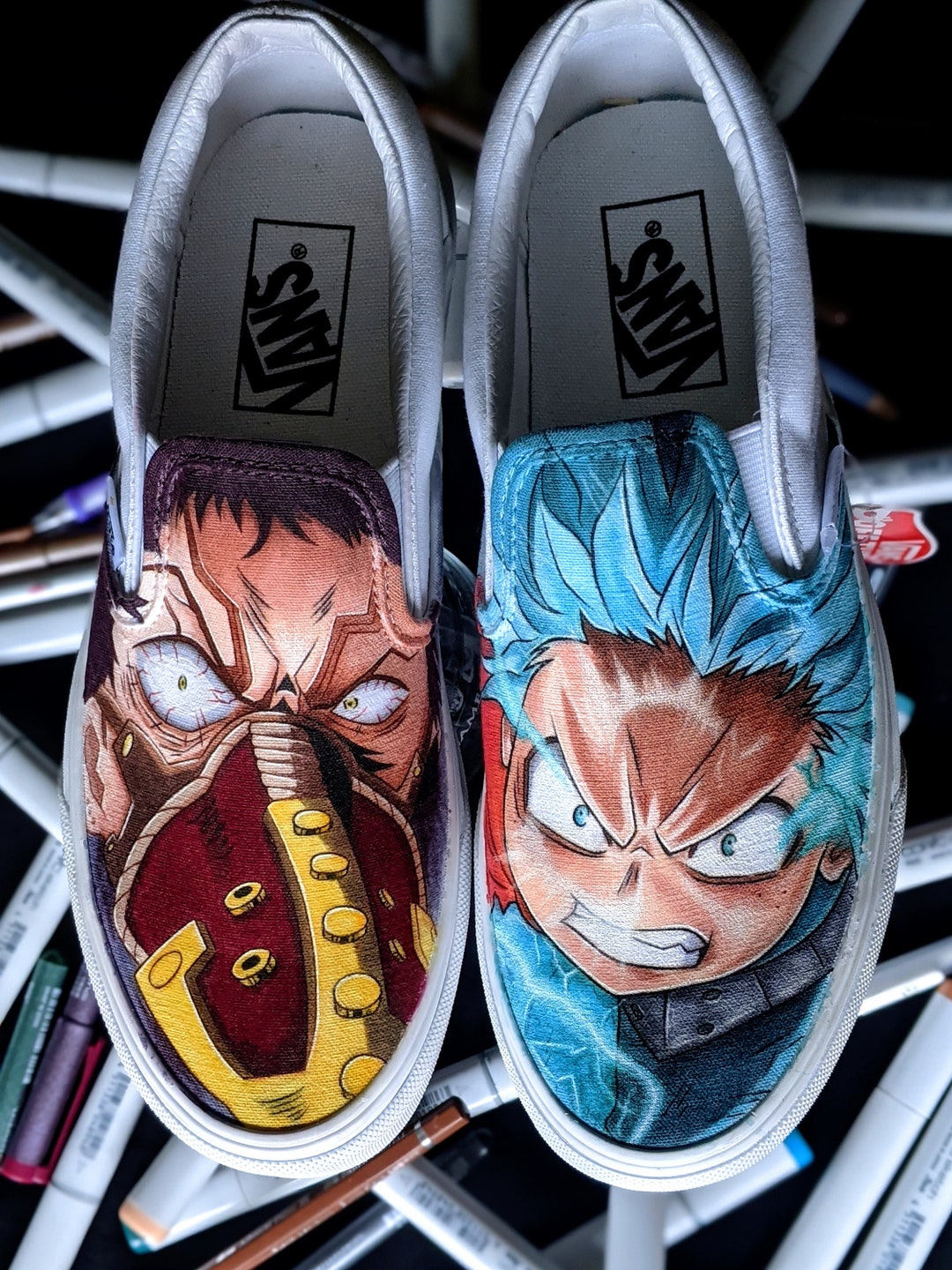 Vans Custom Painted Full Metal Alchemist Anime Slip On Shoes Size US 9  Womens