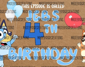 Plantilla de banner editable con tema Bluey