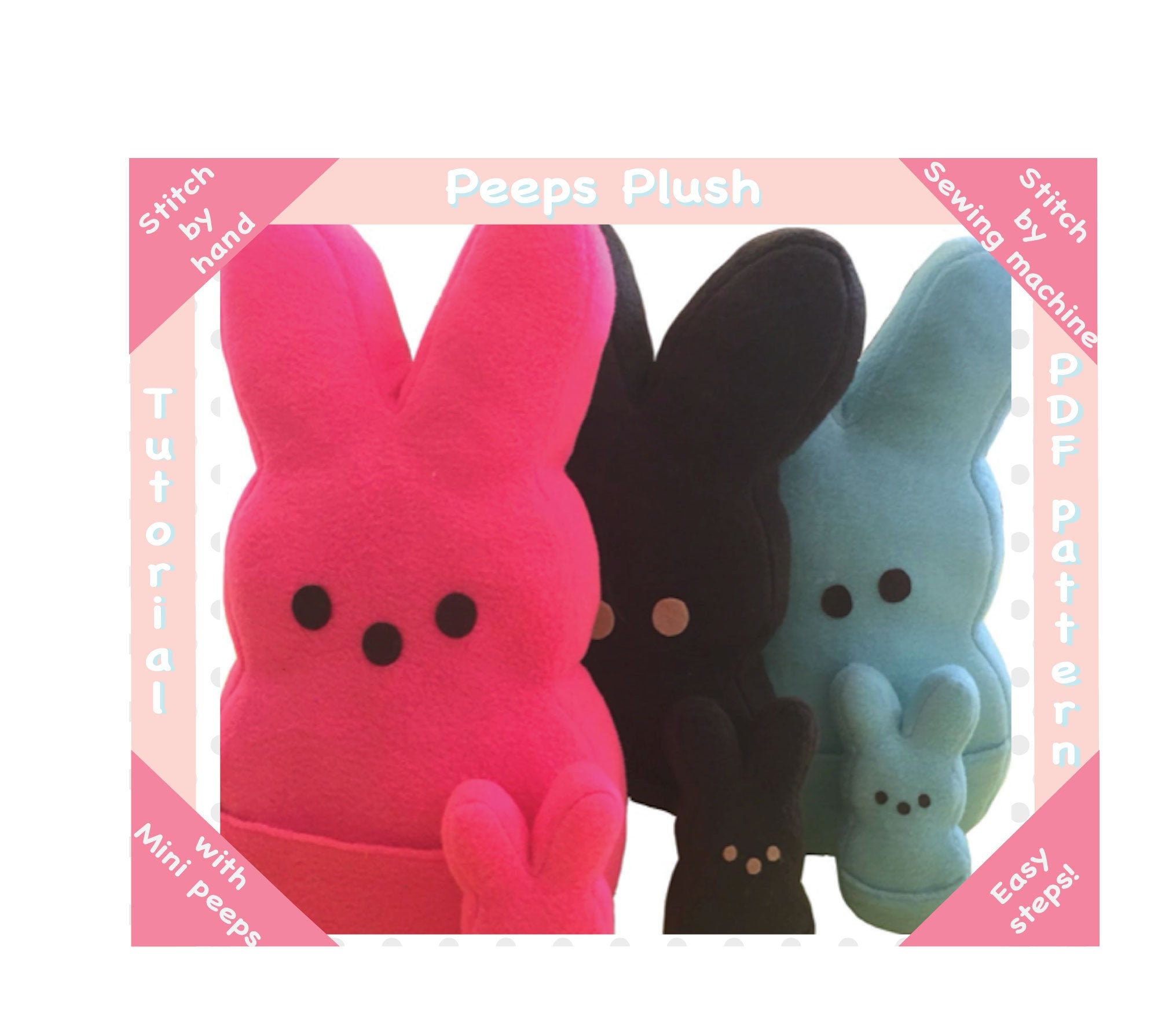 big pink peep bunny plush